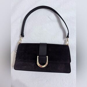 Elegant Dark Brown Suede Handbag